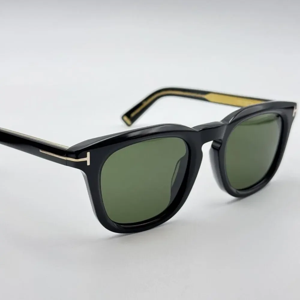 Tom Ford Sunglasses Icon FT1326-F 01N Black Square Green Lens 52mm Asian Fit New
